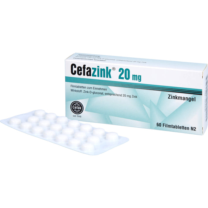 Cefazink 20 mg Filmtabletten bei Zinkmangel, 60 pcs. Tablets