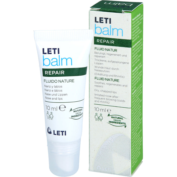 LETI balm Fluid Natur - Schützender Nasen- und Lippenbalsam bei trockener und rissiger Haut mit natürlichen Inhaltsstoffen, 10 ml Creme