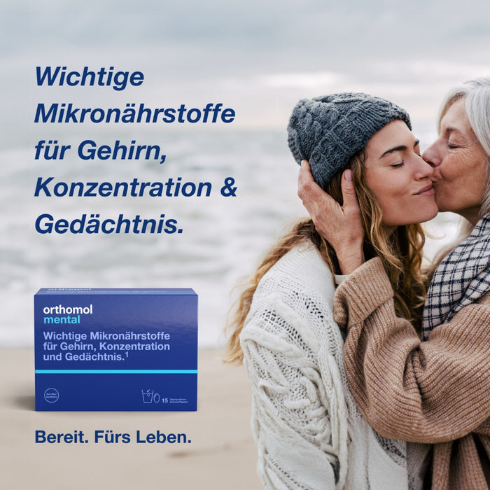 Orthomol Mental - für Gehirn, Konzentration und Gedächtnis - mit Pantothensäure und Omega-3-Fettsäuren - Granulat/Kapseln, 15 St. Tagesportionen
