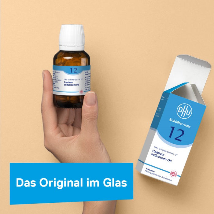 DHU Schüßler-Salz Nr. 12 Calcium sulfuricum D6 – Das Mineralsalz der Gelenke – das Original – umweltfreundlich im Arzneiglas, 200 St. Tabletten