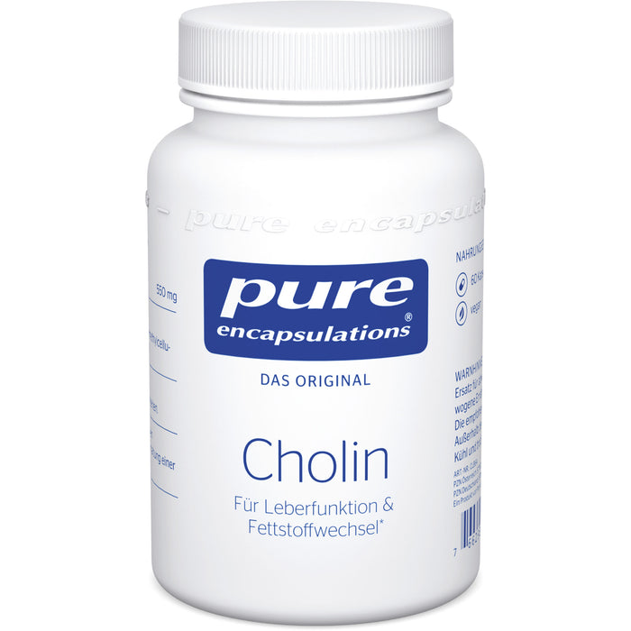 Pure Encapsulations Cholin Kapseln für Leberfunktion und Fettstoffwechsel, 60 St. Kapseln
