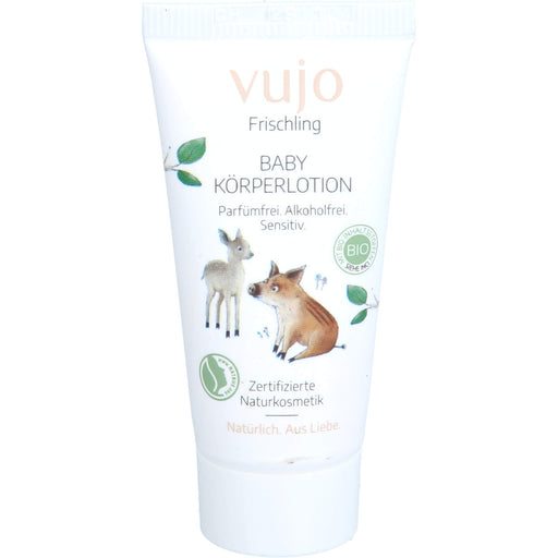 Vujo Frischling Baby Körperlotion parfümfrei alkoholfrei sensitiv, 10 ml Creme