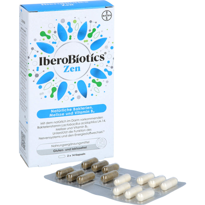 IberoBiotics Zen Kapseln für ein gutes Bauchgefühl in stressigen Zeiten, 14 pc Portions quotidiennes
