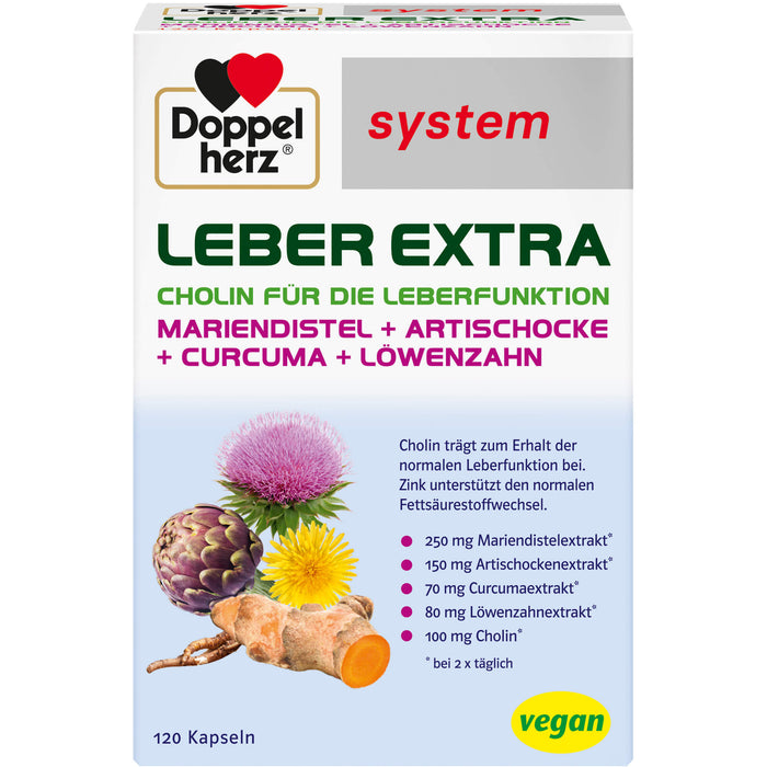 Doppelherz system Leber Extra Kapseln mit Cholin, Zink und Pflanzenextrakten, 120 St. Kapseln