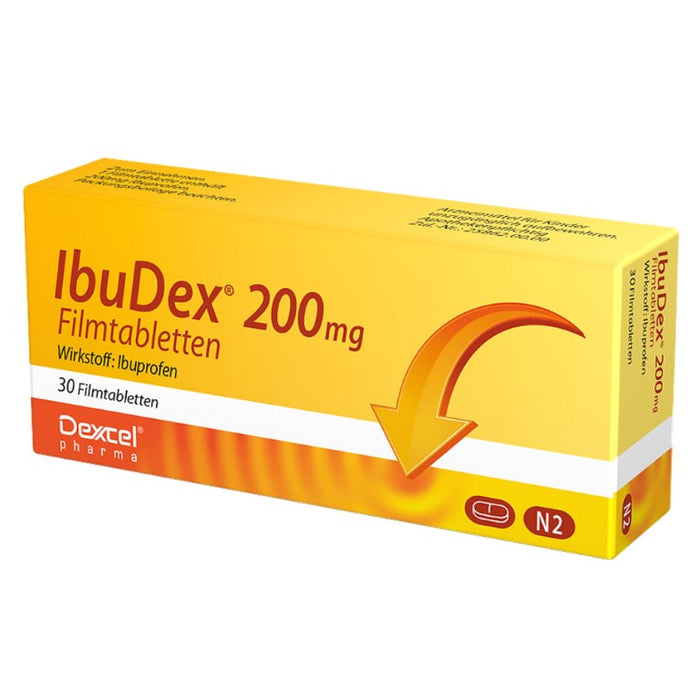 IbuDex 200 mg Filmtabletten bei Schmerzen und Fieber, 30 pc Tablettes