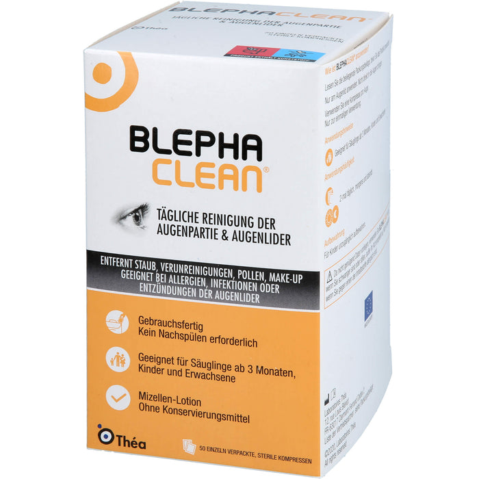 Blephaclean sterile Kompressen zur täglichen Reinigung der Augenpartie und Augenlider, 50 pcs. Compresses
