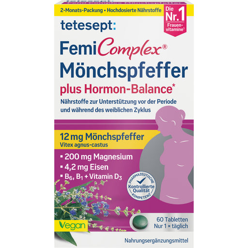 Tetesept Femi Complex Mönchspfeffer plus Hormon-Balance Tabletten, 60 g Tabletten