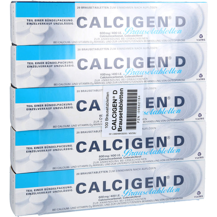 CALCIGEN D 600 mg / 400 I.E. Brausetabletten bei gleichzeitigem Calcium- und Vitamin D-Mangel, 100 pcs. Effervescent tablets
