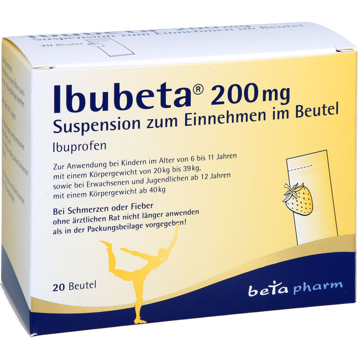 Ibubeta 200 mg Suspension bei Schmerzen oder Fieber, 20 pc Sachets