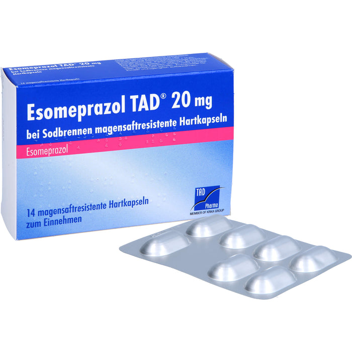 Esomeprazol TAD  20 mg bei Sodbrennen magensaftresistente Hartkapseln, 14 pc Capsules