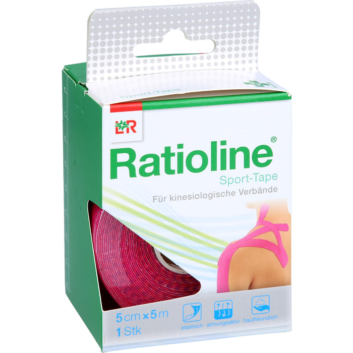 Ratioline Sport-Tape 5 cm x 5 m pink für kinesiologische Verbände, 1 pc pansement