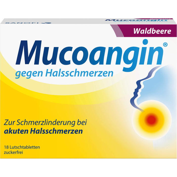 Mucoangin Waldbeere Lutschtabletten gegen Halsschmerzen, 18 pc Tablettes